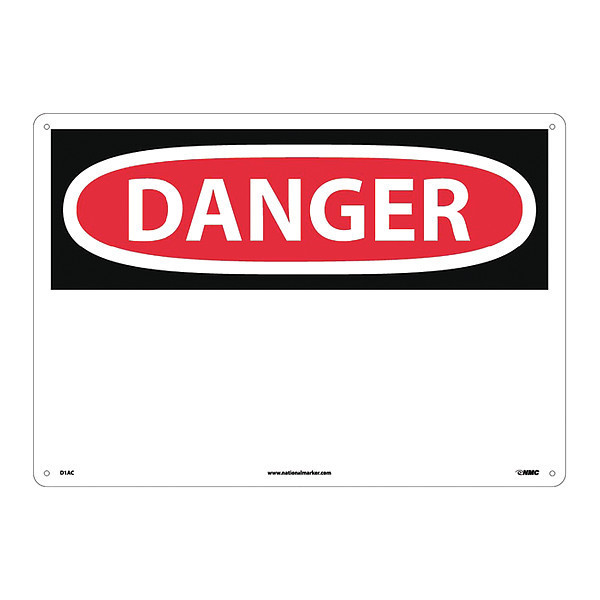Nmc Danger Sign, 20" W, 14" H, English, Aluminum, White, Sign Shape: Rectangle D1AC