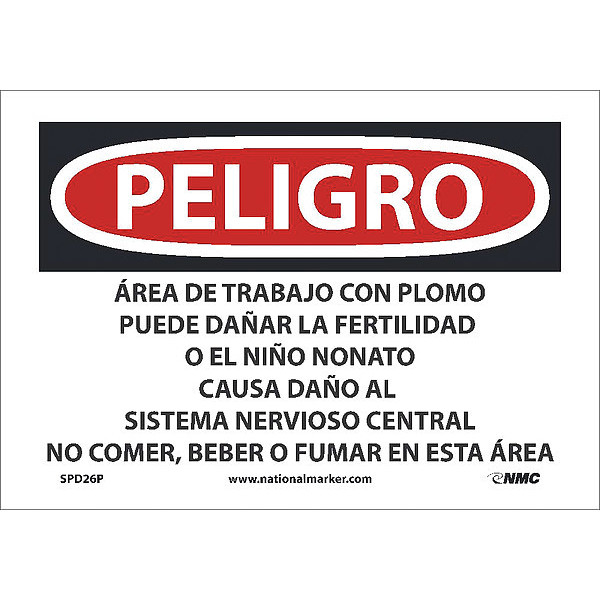 Nmc Lead Work Area May Cause Cancer Sign - Spanish, SPD26P SPD26P