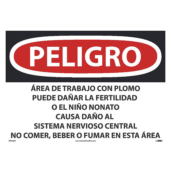Nmc Lead Work Area May Cause Cancer Sign - Spanish, SPD26PC SPD26PC