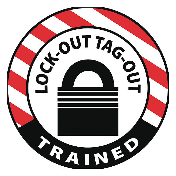 Nmc Lock-Out Tag-Out Trained Hard Hat Label, Pk25, Material: Reflective Vinyl Sheeting HH140R