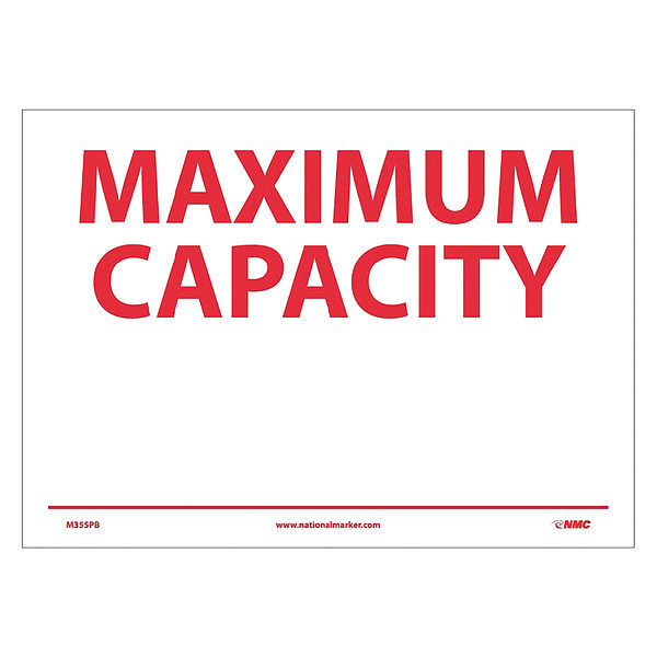 Nmc Maximum Capacity Sign, M355PB M355PB