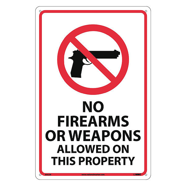 Nmc No Firearms Or Weapons Allowed On This Property Sign, M452R M452R