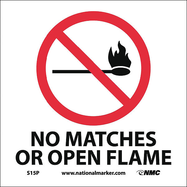 Nmc No Matches Or Open Flame Sign, S15P S15P