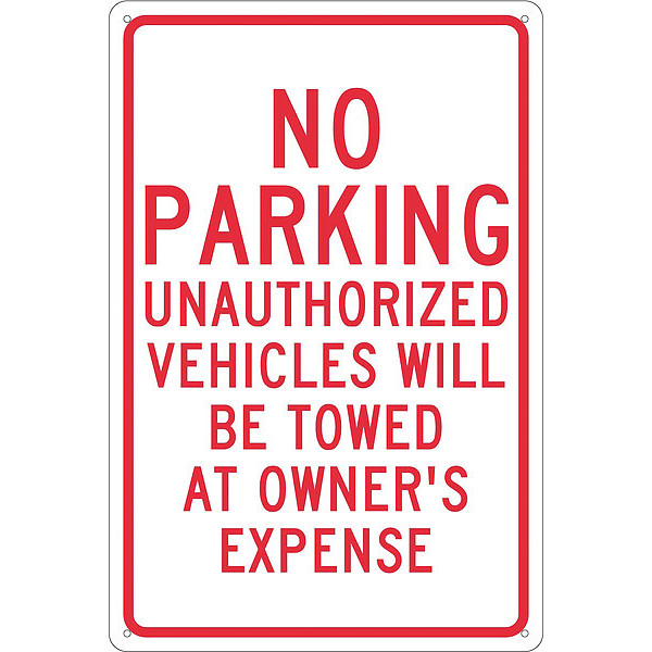 Nmc No Parking Unauthorized Vehicles Will Be Towed Sign, TM12G TM12G