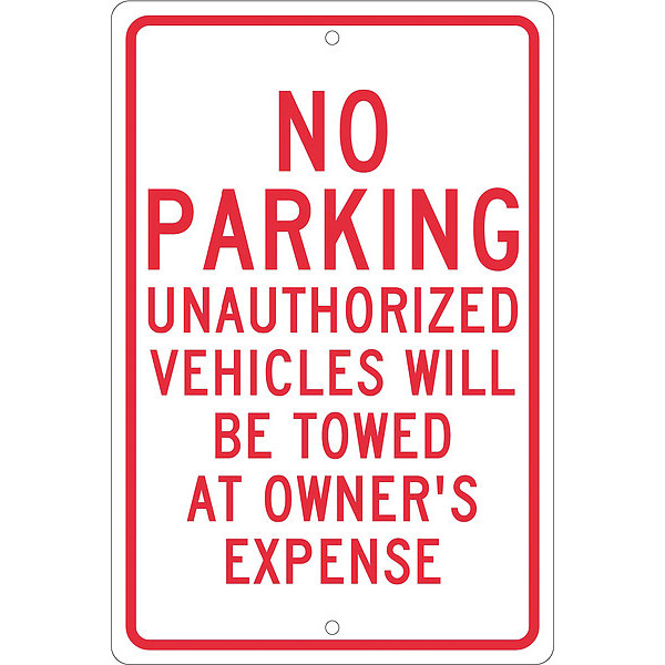 Nmc No Parking Unauthorized Vehicles Will Be Towed Sign, TM12H TM12H