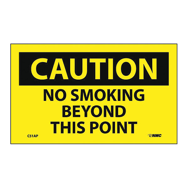 Nmc No Smoking Beyond This This Point Label, Pk5, C51AP C51AP