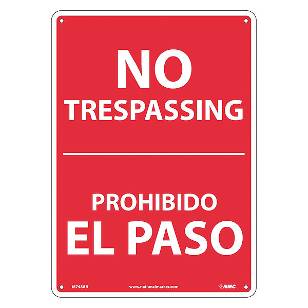 Nmc No Trespassing Sign - Bilingual, M748AB M748AB