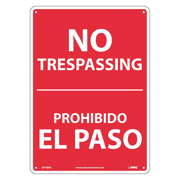 Nmc No Trespassing Sign - Bilingual, M748RB M748RB