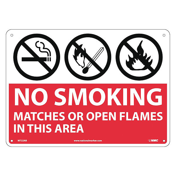 Nmc No Smoking Matches Or Open Flames In This Area Sign, M722AB M722AB