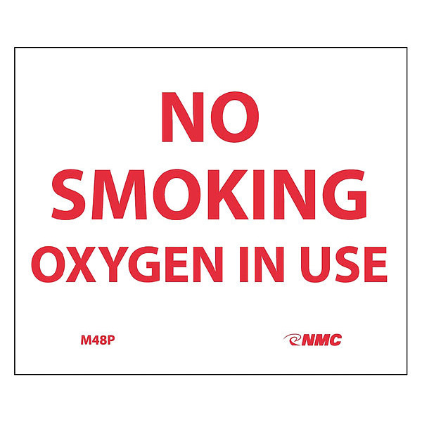 Nmc No Smoking Oxygen In Use Sign, M48P M48P