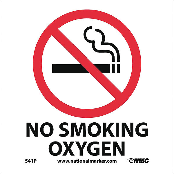 Nmc No Smoking Oxygen Sign, S41P S41P