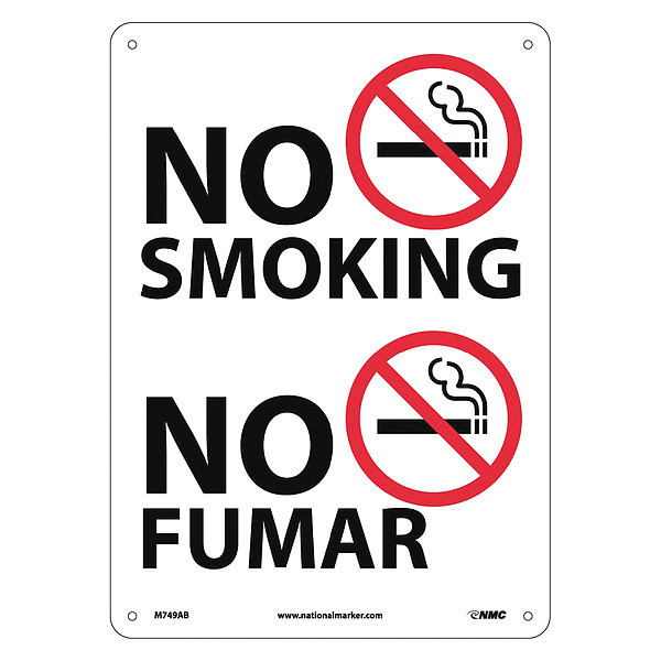 Nmc No Smoking Sign - Bilingual, M749AB M749AB