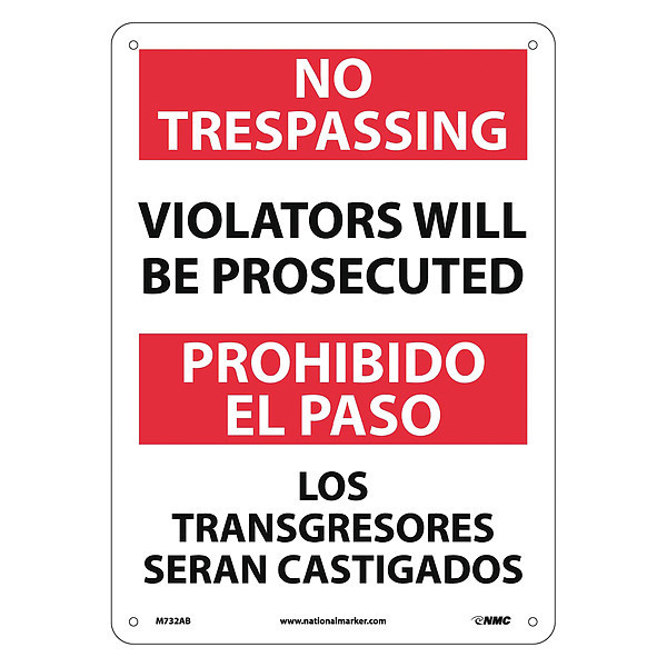 Nmc No Trespassing Sign - Bilingual, M732AB M732AB