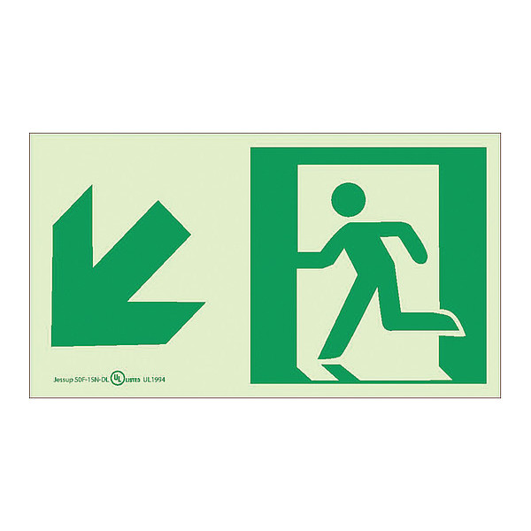 Nmc Glo Brite Down Left Arrow Egress Sign, 50F-1SN-DL 50F-1SN-DL