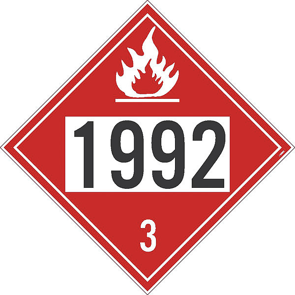 Nmc Flammable Dot Placard Sign, 1992 3, Pk10 DL183TB10