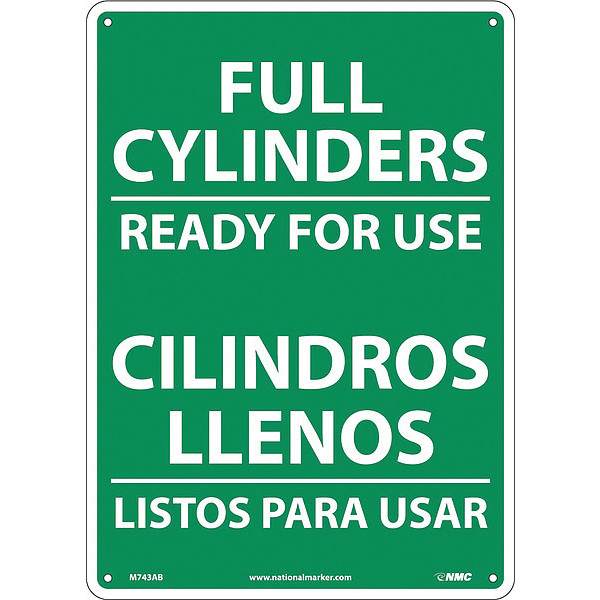 Nmc Full Cylinders Ready For Use Sign - Bilingual, M743AB M743AB