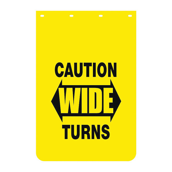 Buyers Products Mudflap, Caution Wide Turns, 24" x 36", PK2, 2 PK B2436YC