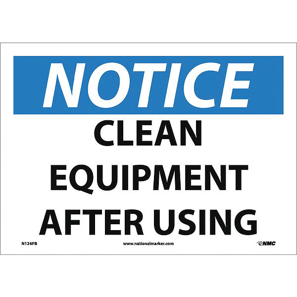Nmc Notice Clean Equipment After Using Sign N124PB