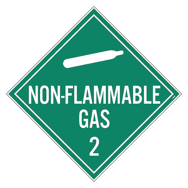 Nmc Non-Flammable Gas 2 Dot Placard Sign, Color: White DL6PR
