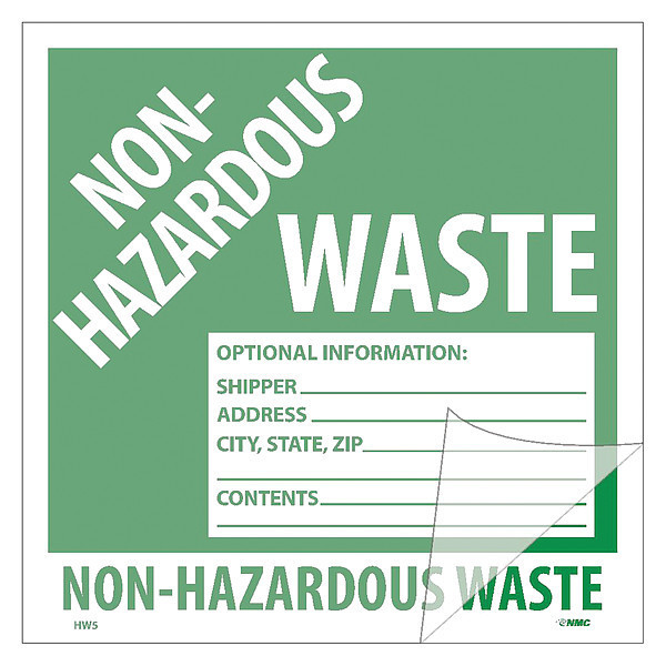 Nmc Non-Hazardous Waste Self-Laminating Label HW5SL100