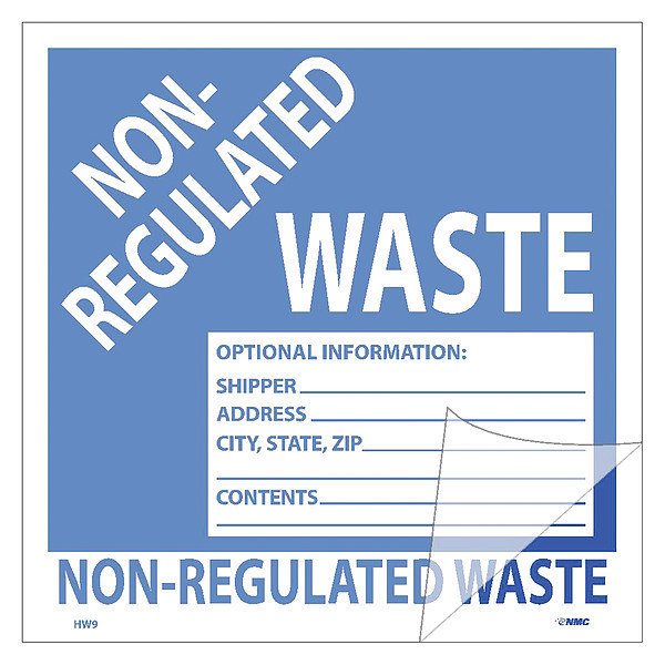 Nmc Non-Regulated Waste Self-Laminating Label, Pk5 HW9SL5