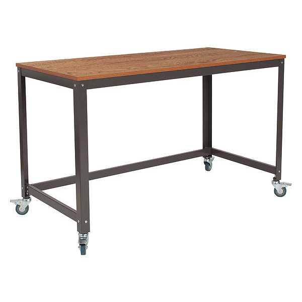 Flash Furniture Computer Desk, 23-3/4" D, 47-1/4" W, 29-1/4" H, Brown Oak, Metal, Table Top: Laminate NAN-JN-2522D-GG