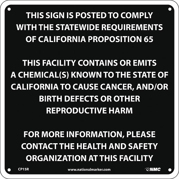 Nmc Comply With The Statewide Requirements California Proposition 65, CP15R CP15R