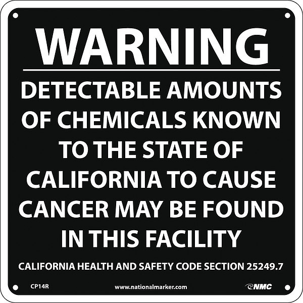 Nmc Warning Detectable Amounts Of Chemicals California Proposition 65, CP14R CP14R
