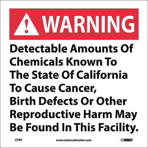 Nmc Warning Detectable Amounts Of Chemicals California Proposition 65, CP3P CP3P