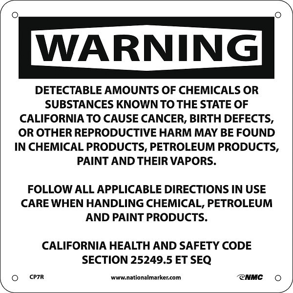 Nmc Warning Detectable Amounts Of Chemicals California Proposition 65, CP7R CP7R