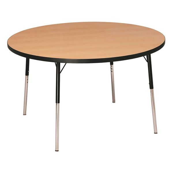 Correll Round Adjustable Height Activity Kids School Table, 48" X 48" X 19" to 29", Fusion Maple A48-RND-16