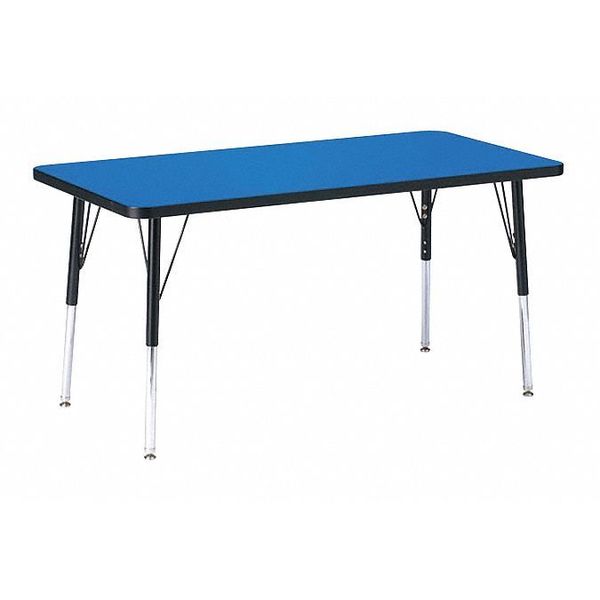 Correll Rectangle Adjustable Height Activity Kids School Table, 24" W X 60" L X 19" to 29" H, Blue A2460-REC-37