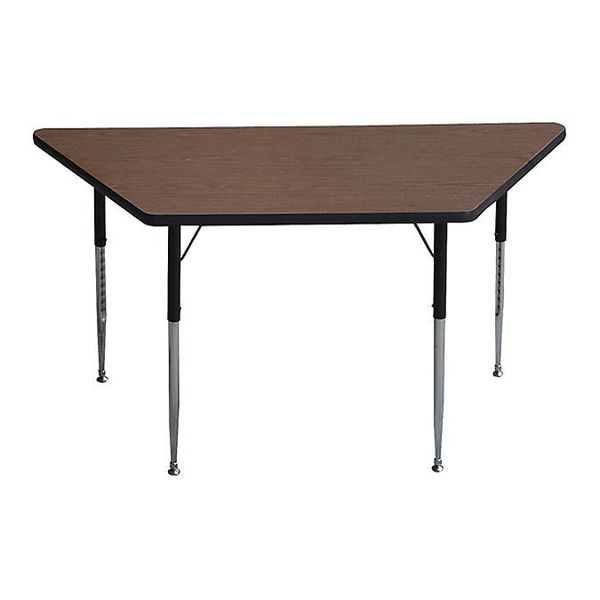 Correll Trapezoidal Adjustable Height Activity Kids School Table, 30" X 60" X 19" to 29", Walnut A3060-TRP-01