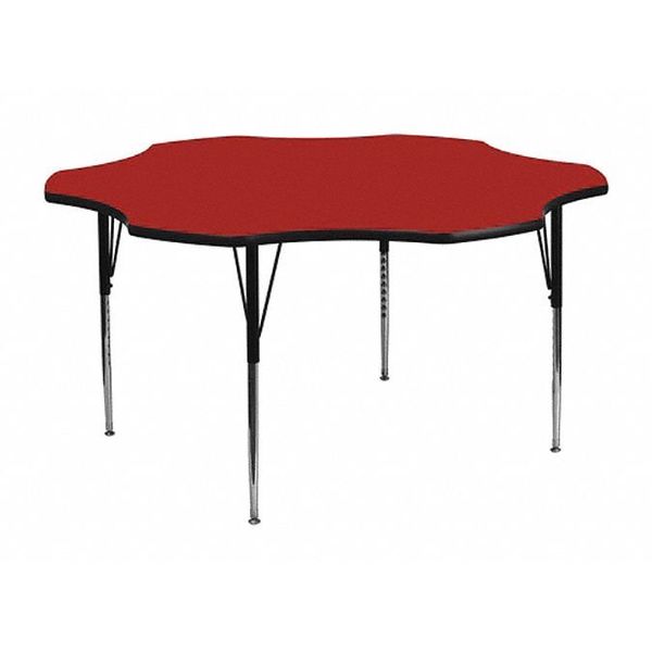 Correll Flower Adjustable Height Activity Kids School Table, 60" X 60" X 19" to 29", Red A60-FLR-35