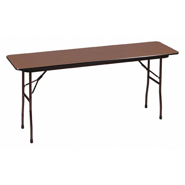 Correll Rectangle Commerical Folding Utility Table, 18" W, 60" L, 29" H, Melamine Laminate Top, Walnut CF1860M-01