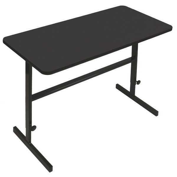 Correll Workstation Desk, 36" D, 24" W, 34" to 42" H, Black Granite, High Pressure Laminate, Particleboard CST2436-07