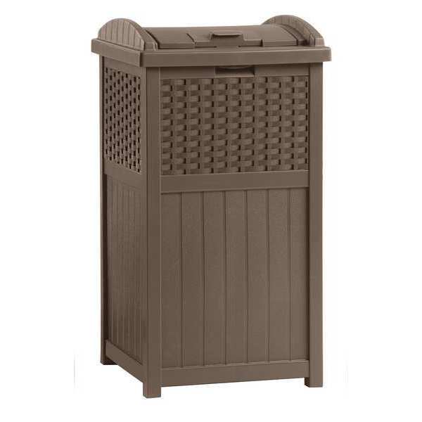 Trash Hideaway 32 gal Square Trash Can, Brown, Lift Up, Durable Resin GHW1732