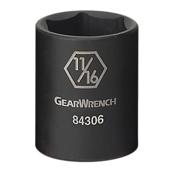 Gearwrench 3/8" Drive 6 Point Standard Impact SAE Socket 1" 84388N