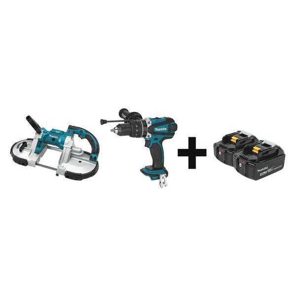 Makita Cordless Combo Kit, 18.0 V, 2 Tools, 2 Batt XBP02Z, XPH03Z + BL1840B-2