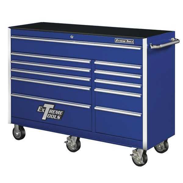 Extreme Tools 56"W Rolling Cabinet 11 Drawers, Blue, 20"D x 41-1/2"H EX5611RCBL