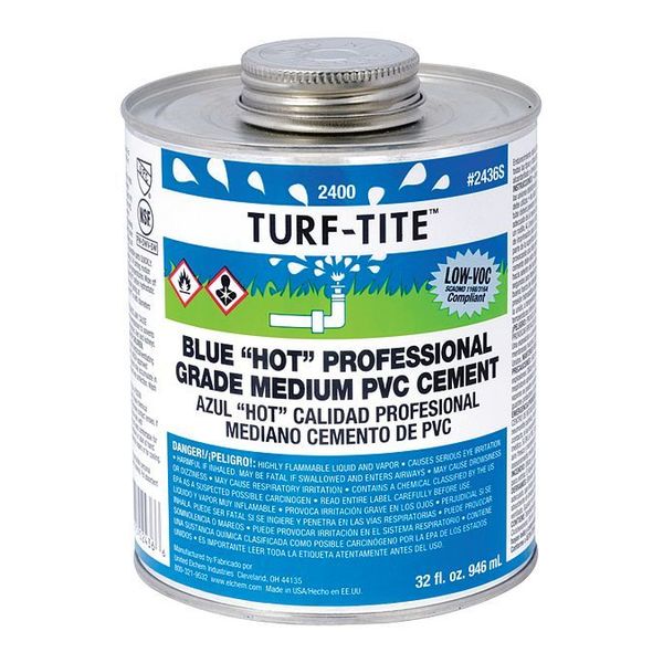 Oatey PVC Cement, Blue Turf-Tite, gal. 2424