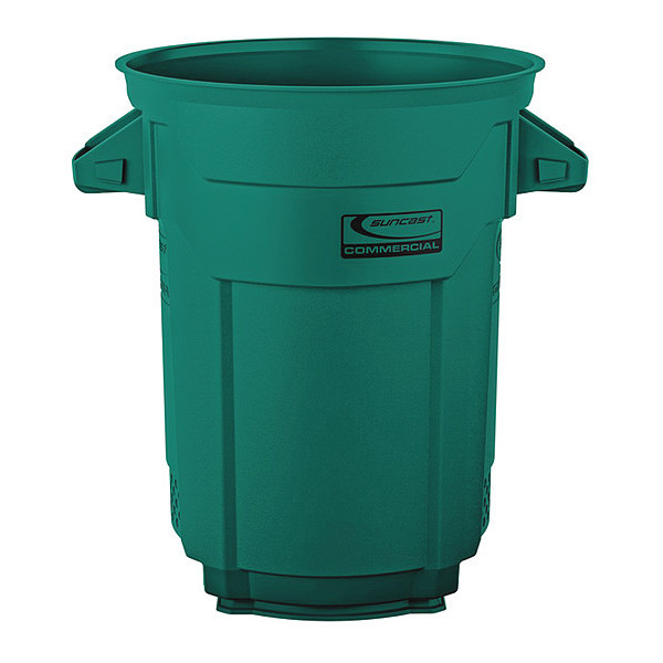 Suncast Commercial 20 gal. Round Plastic Utility Trash Can, 20 gal., Green, Green, Snap-On, HDPE BMTCU20G