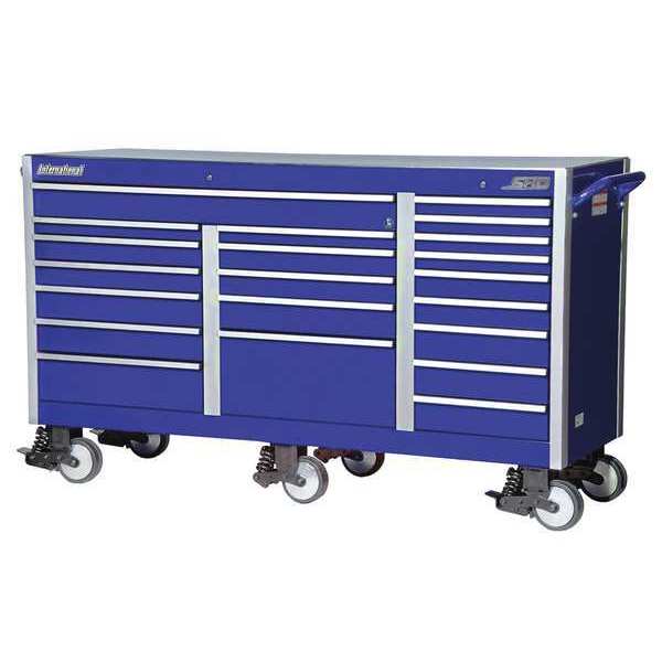 International Tool Box 73"W Rolling Cabinet 21 Drawers, Blue, 24-1/2"D x 43-1/2"H SRB-7321BU