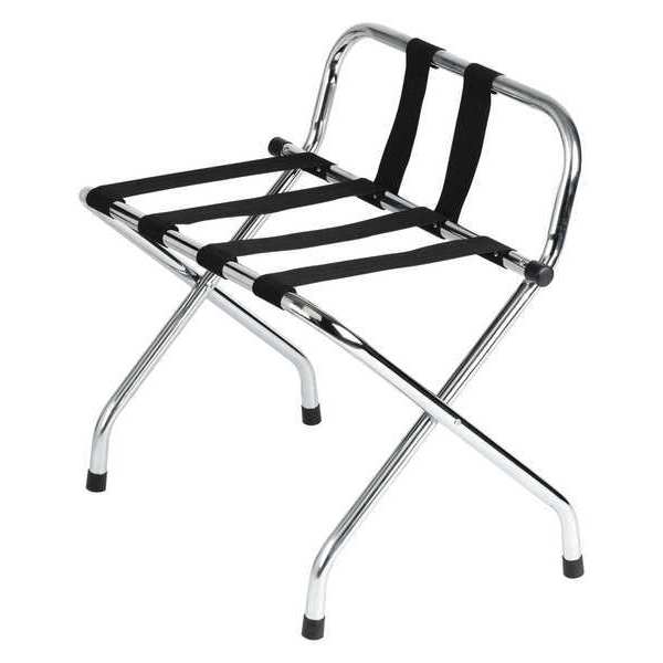 Hospitality 1 Source Luggage Rack, Metal, w/Back, Chrome Finish LRBRCHR-02