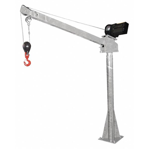 Vestil DC Powered Jib Crane, 2K, 3-5 ft, Boom Galv WTJ-20-3-DC-GAL