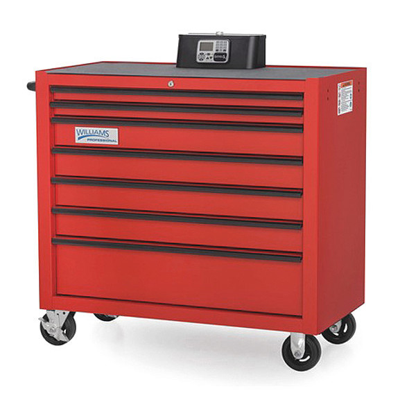 Williams 55"W Rolling Cabinet 11 Drawers, Red, 24"D x 39"H WTC55RC11