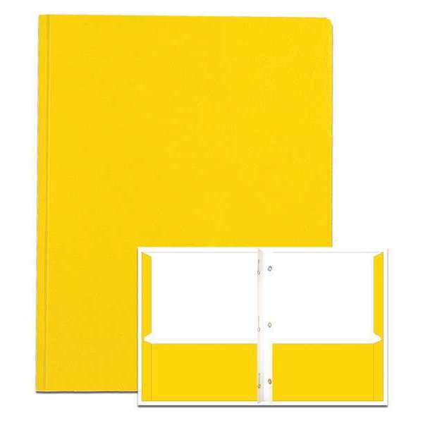 Roaring Spring Case of Yellow Pocket Folders w/Prongs, 11.75x9.5, Twin  Pockets hold 25 sheets ea, 11 pt tag board 54125cs