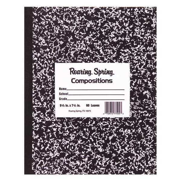 Roaring Spring Case of Black Marble Composition Notebooks, Wide Ruled, 60 sht, 9.75"x7.75", Flexible Covers 77505cs