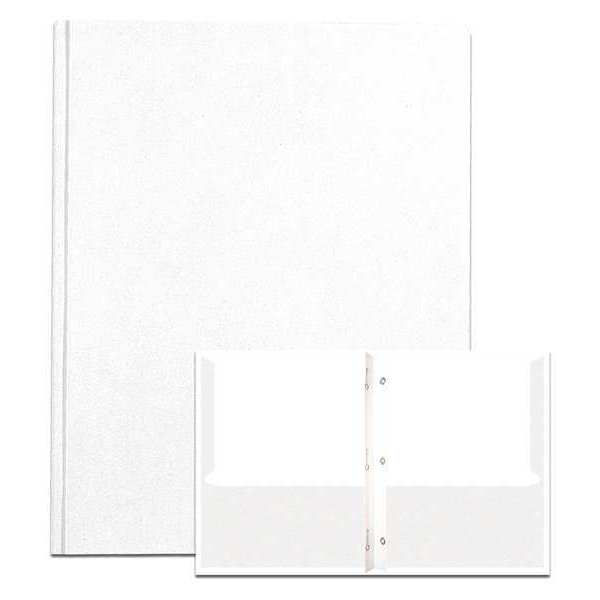 Roaring Spring Case of White Pocket Folders w/Prongs, 11.75"x9.5", Twin Pockets hold 25 sheets ea, 11 pt tag board 54122cs