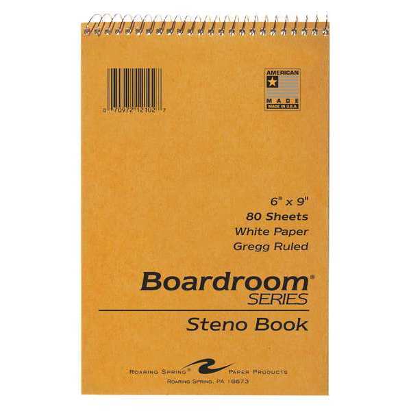 Roaring Spring Case of Spiral Steno Pads, 6"x9", Gregg Ruled, 80 Sheets, Snag Proof Wire, Stiff Board Covers 12102cs